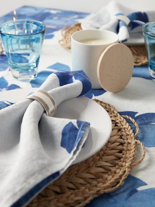 Summerill & Bishop - Set Of Four Hydrangea Linen Napkins - Blue White