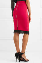 Thumbnail for your product : Roland Mouret Sitona Fringed Wool-crepe Skirt - Red