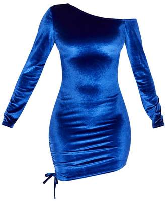 PrettyLittleThing Cobalt Ruched Long Sleeve Bodycon Dress