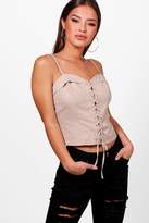 Thumbnail for your product : boohoo Petite Lace Up Detail Crop Top