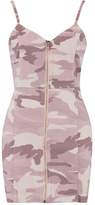 Thumbnail for your product : boohoo Camo Zip Front Strappy Denim Dress