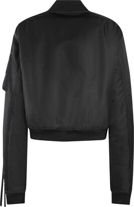 Ann Demeulemeester Lea Dropped Shoulder Cropped Bomber With Holy Embroidery