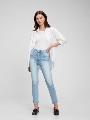 Sky High Rise Cheeky Straight Jeans with Washwell
