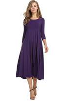 Thumbnail for your product : HOTOUCH Womens Loose Plain 3/4 Sleeve T-shirt Shift Tunic Dress ( M)