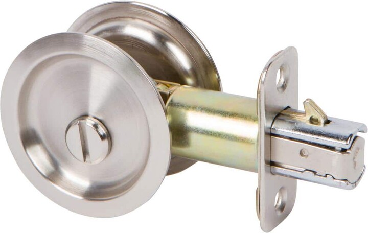 Delaney Hardware Round Satin Nickel Bed/Bath Privacy Sliding Pocket Door Lock