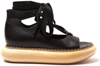 Loewe Wooden Sole Leather Sandals - Womens - Black