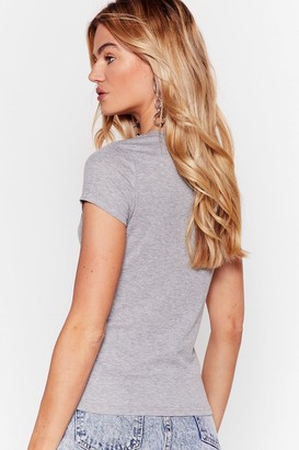 Nasty Gal Womens Snap Your Hands Together Fitted Tee - Grey - L
