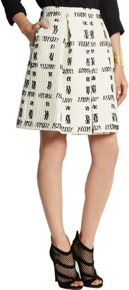 Fendi Pleated wool-blend bouclé skirt