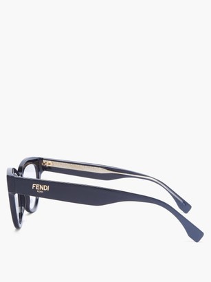 Fendi Ff Logo-engraved Cat-eye Acetate Glasses - Black