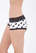 Thumbnail for your product : Forever 21 Cat Print Lace Boyshort