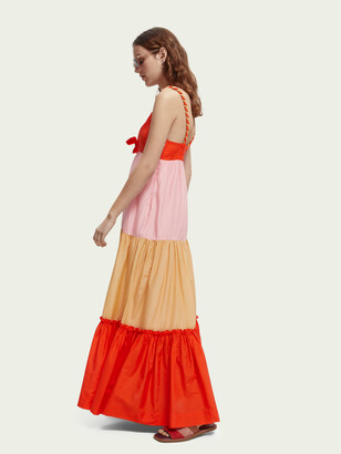 Scotch & Soda Colour Block Silk-blend Maxi Dress