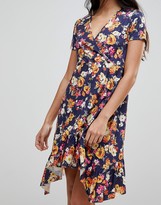 Thumbnail for your product : ASOS TALL Floral Ruffle Dip Hem Tea Dress
