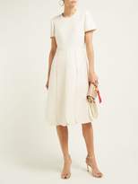 Thumbnail for your product : Valentino Overlap-pleat Wool-blend Dress - Womens - Ivory