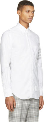 Thom Browne White & Grey Signature Stripe Oxford Shirt
