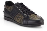 Thumbnail for your product : Fendi Zucca Softy Lace-Up Leather Sneakers
