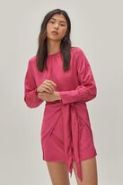 Thumbnail for your product : Nasty Gal Womens Satin Crew Neck Tie Front Mini Dress