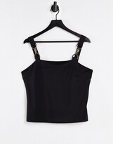 Thumbnail for your product : Morgan cami strap top with buckle shoulder detail in black