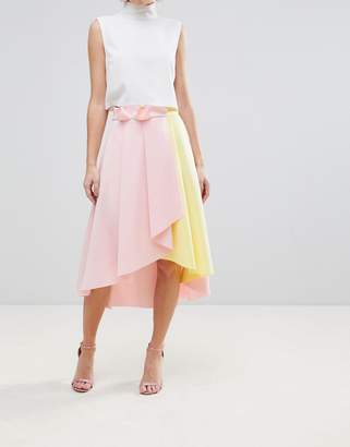 ASOS Scuba Prom Skirt With Wrap And Colour Block Detail