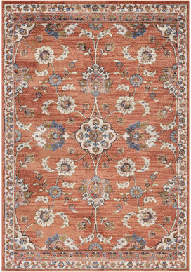 AMER Rugs Jordan Bea Floral Machine Woven Polypropylene Area Rug in Orange