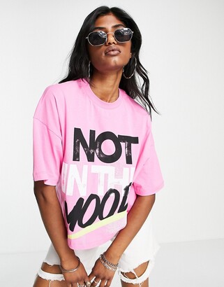 ASOS DESIGN oversized t-shirt with not in the mood graphic slogan in bright  pink - ShopStyle