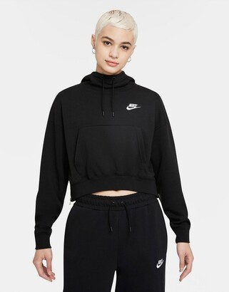 Nike Essentials side-zip cropped hoodie in black