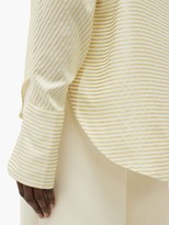 Thumbnail for your product : Petar Petrov Cruz Tie-neck Satin-striped Silk Blouse - Ivory Multi