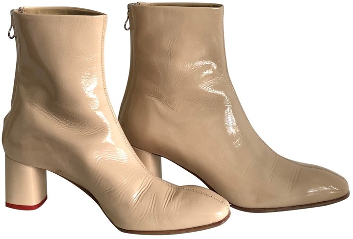beige patent boots