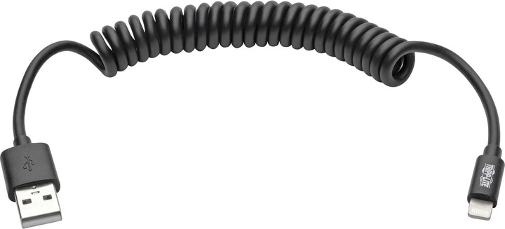 Tripp Lite, TRPM100004COILB, Lightning Connector USB Coiled Cable, 1 Each, Black