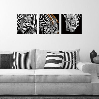 Cortesi Home Zebra Stripes 3 Piece Photographic Print Set