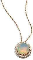 Thumbnail for your product : Suzanne Kalan Opal, White Sapphire & 14K Rose Gold Round Pendant Necklace