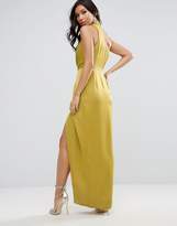 Thumbnail for your product : ASOS Halter Asymmetric Strap Drape Front Maxi Dress