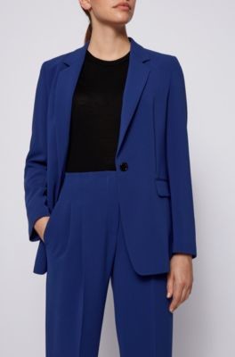 Boss Relaxed-fit jacket in crease-resistant crepe with stretch