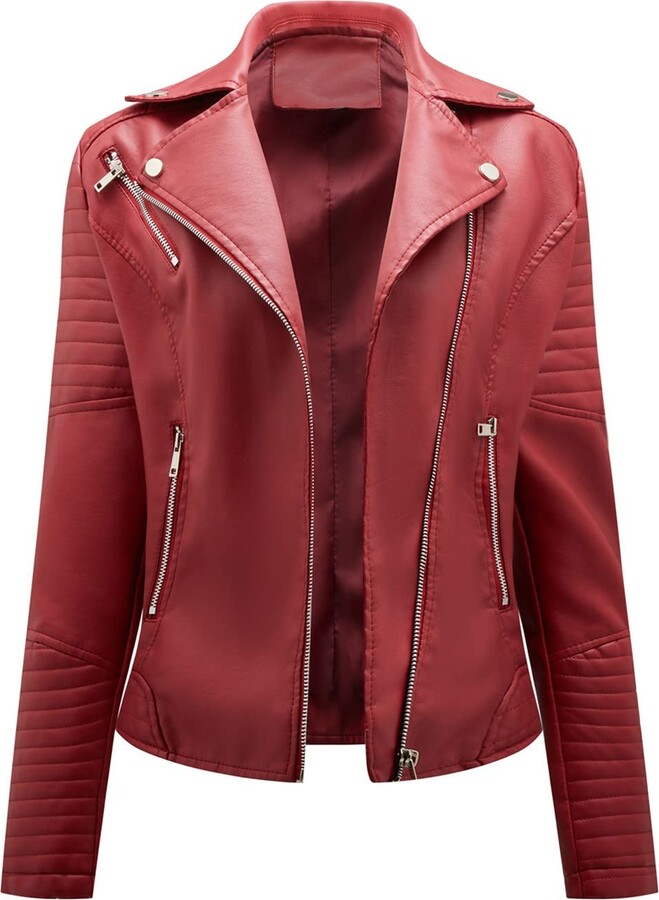 MODSGUE Black Leather Jacket Women's Motorcycle Faux Leather Jacket