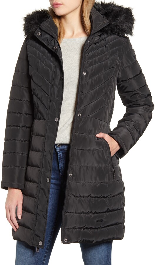 kenneth cole black faux fur coat