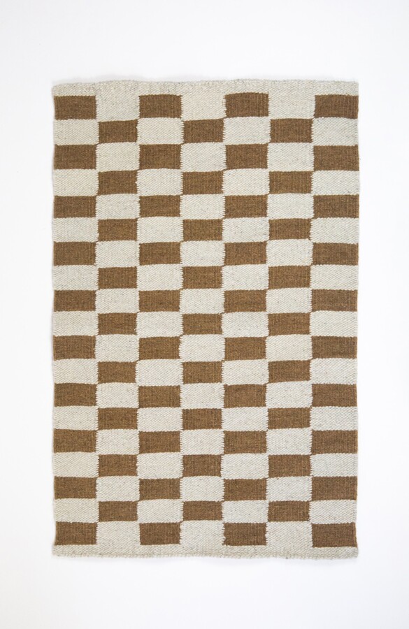 Archive New York Zapotec Checkered Handwoven Flatweave Wool Rug