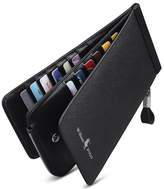 Thumbnail for your product : William POLO Men's Genuine Leather Billfold Wallet Zip Around Long Purse Business Clutch Bag Zipper Credit Card Holder Money Clips for Men POLO114 Black