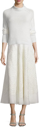 Ralph Lauren Collection Roxanne Embroidered Midi Skirt, Cream