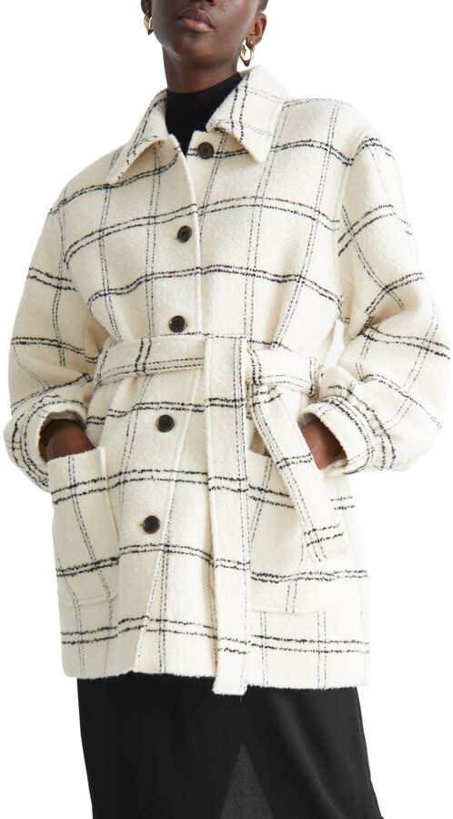 And other stories Windowpane Plaid Wool Blend Coat - ShopStyle