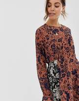 Thumbnail for your product : GHOSPELL long sleeve midi dress in contrast mix match print