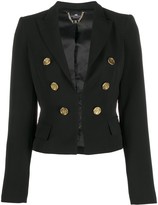 Thumbnail for your product : Elisabetta Franchi Embossed-Button Cropped Blazer