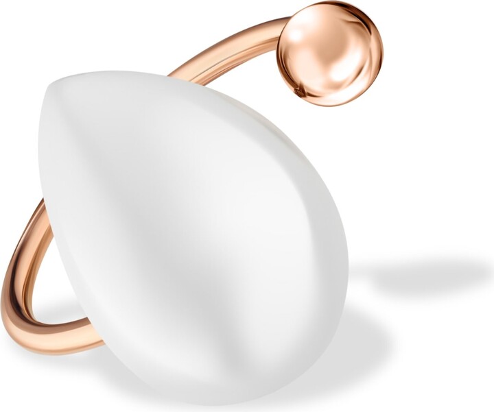 Rejected Hearts Club Marry Yourself Pearl White Curve Ring Rose Gold