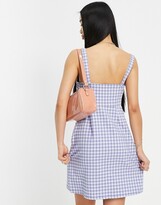 Thumbnail for your product : Hollister structured split front mini dress in blue gingham