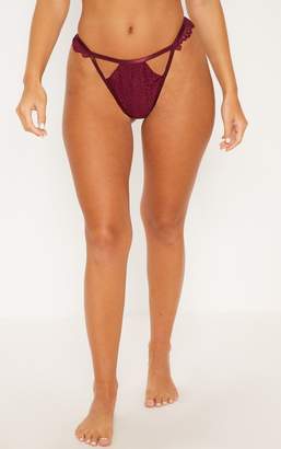 PrettyLittleThing Plum Daisy Lace Cut Out Front Thong