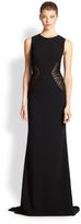 Thumbnail for your product : Carmen Marc Valvo Embroidery-Insert Crepe Gown