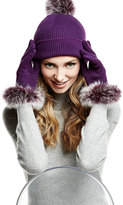 Thumbnail for your product : Sofia Cashmere Knit Fox-Fur-Cuff Gloves, Eggplant