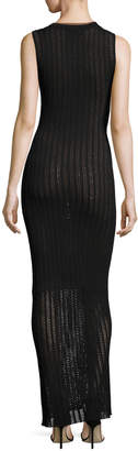 A.L.C. Daphne Sleeveless Striped Crochet Maxi Dress, Black