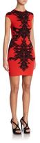 Thumbnail for your product : Alexander McQueen Spine Lace Intarsia Knit Sheath