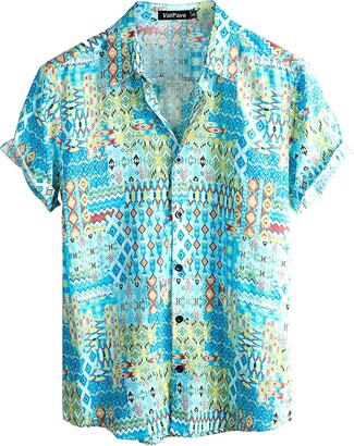 VATPAVE Mens Floral Hawaiian Shirts Short Sleeve Button Down Beach Shirts 
