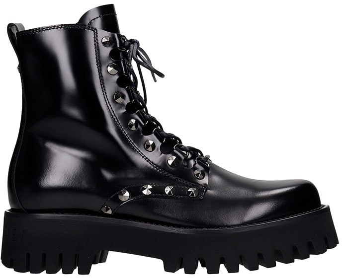 Casadei Combat Boots In Black Leather 