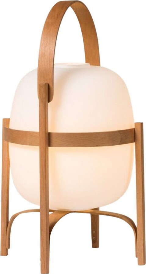 Santa and Cole Miguel Milá 'cesta' Table Lamp In Cherry Wood And Opal Glass For